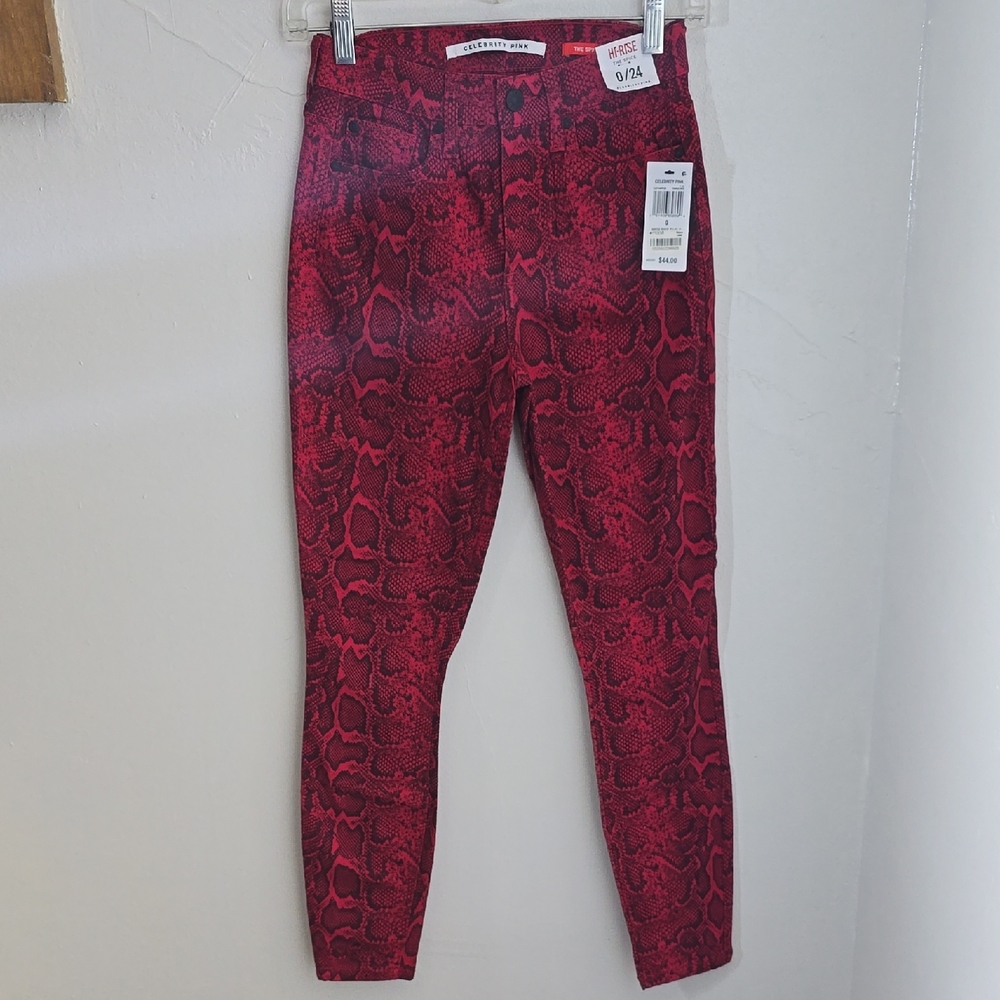 Celebrity Pink Red Snake-Print The Spice High Rise Women’s Jeans 0/24 NWT